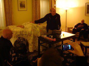 A group of people in a room.