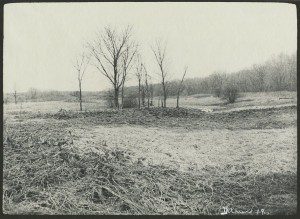 An old black and white photo of a field.