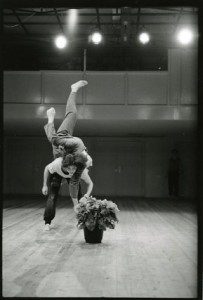 Black and white image of a two people dancing